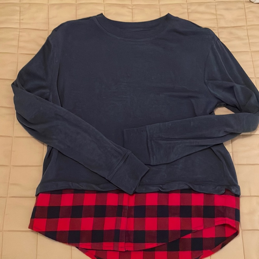 Vineyard Vines Layered Plaid Hem Shirt